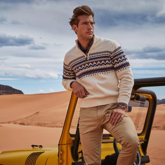 Men's IZOD Holiday Fair Isle Quarter-Zip Sweater Large L Classic Fit - Picture 1 of 12